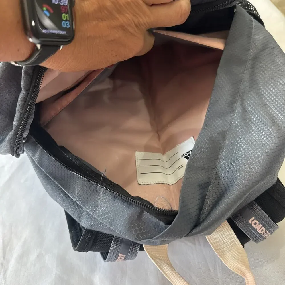 adidas Excel 6 Backpack Jersey Gray Rose Gold Laptop School Travel Book Bag